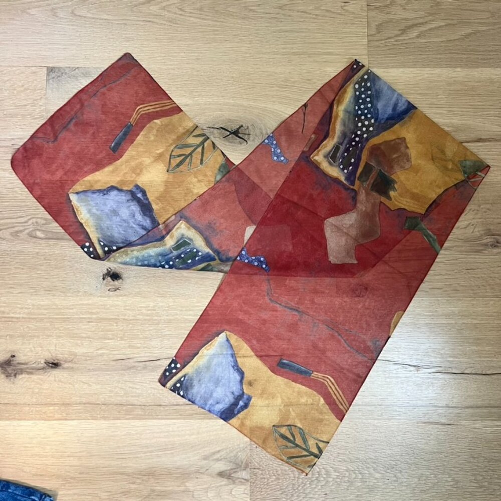 🍂Abstract Vintage Sheer Oblong Scarf 🍂